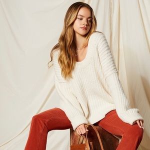 🚨SALE🚨 free people • Blue Bell Scoop Neck High-Low Oversized Pullover Sweater